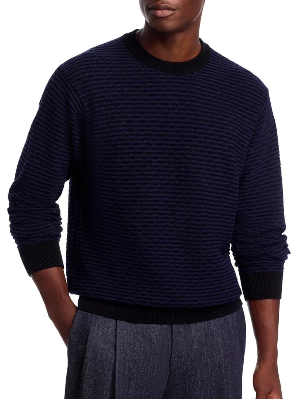HUGO Boss Sonderson Argyle Crewneck Sweater Mens Navy Blue M XL 2XL NWT 179
